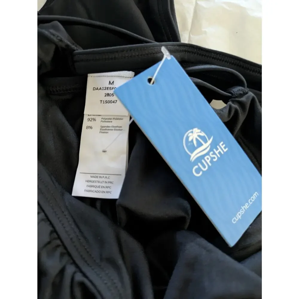 Cupshe black Alluring One-Piece Swimsuit with Lace-Up Back Detail - Picture 4 of 9